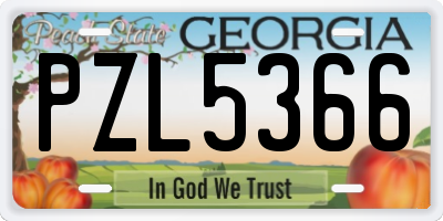 GA license plate PZL5366