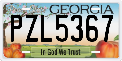 GA license plate PZL5367