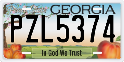 GA license plate PZL5374