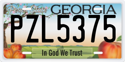 GA license plate PZL5375