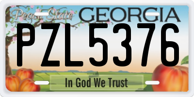 GA license plate PZL5376