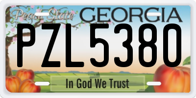 GA license plate PZL5380