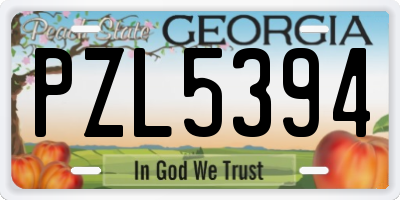 GA license plate PZL5394