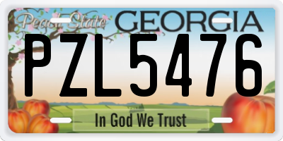 GA license plate PZL5476