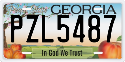GA license plate PZL5487