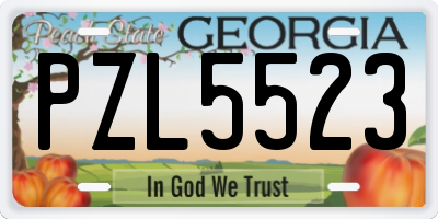 GA license plate PZL5523