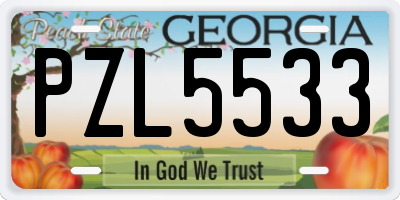 GA license plate PZL5533