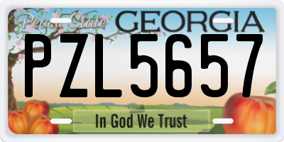 GA license plate PZL5657