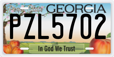 GA license plate PZL5702