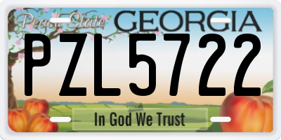 GA license plate PZL5722