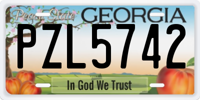 GA license plate PZL5742