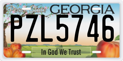 GA license plate PZL5746
