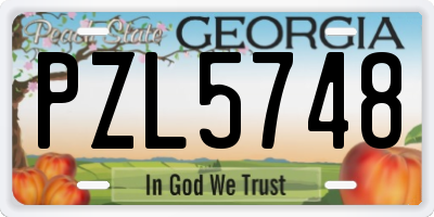 GA license plate PZL5748