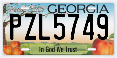 GA license plate PZL5749