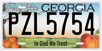 GA license plate PZL5754