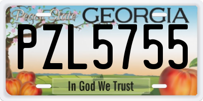 GA license plate PZL5755
