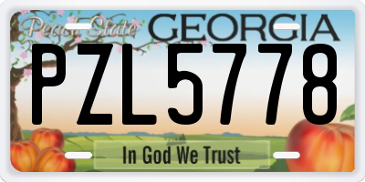 GA license plate PZL5778