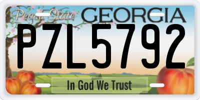 GA license plate PZL5792