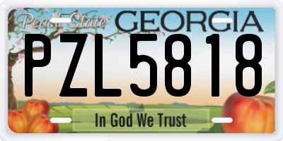 GA license plate PZL5818