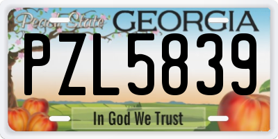 GA license plate PZL5839