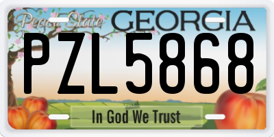 GA license plate PZL5868