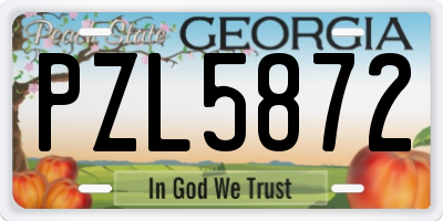 GA license plate PZL5872