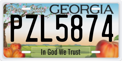 GA license plate PZL5874