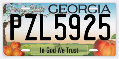 GA license plate PZL5925