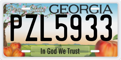 GA license plate PZL5933