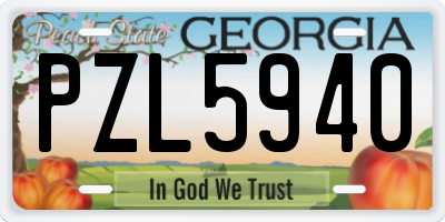 GA license plate PZL5940