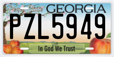 GA license plate PZL5949