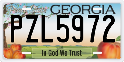 GA license plate PZL5972