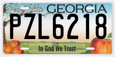 GA license plate PZL6218