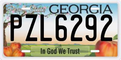 GA license plate PZL6292