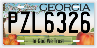 GA license plate PZL6326