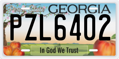 GA license plate PZL6402