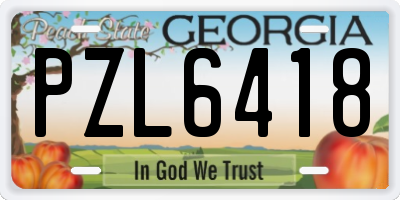 GA license plate PZL6418