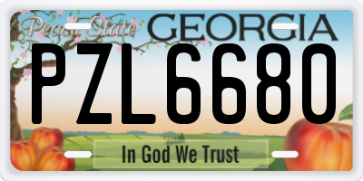 GA license plate PZL6680