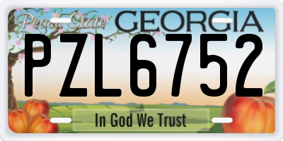 GA license plate PZL6752