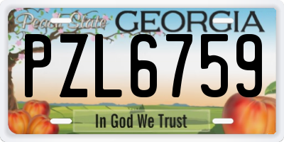 GA license plate PZL6759