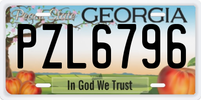 GA license plate PZL6796
