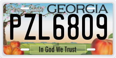 GA license plate PZL6809