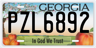 GA license plate PZL6892
