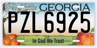 GA license plate PZL6925