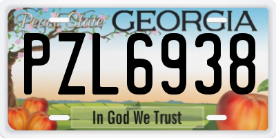 GA license plate PZL6938