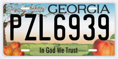 GA license plate PZL6939