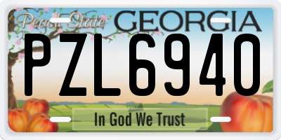 GA license plate PZL6940