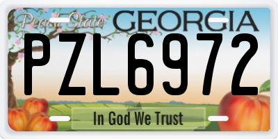 GA license plate PZL6972