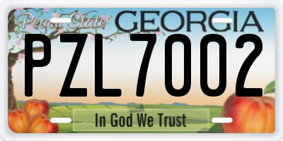 GA license plate PZL7002