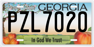 GA license plate PZL7020
